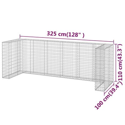 vidaXL Габионна стена за контейнери поцинкована стомана 325x100x110 см