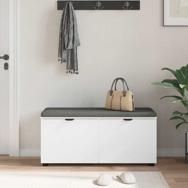 vidaXL Пейка за коридор с възглавница с врата Бяло 100 x 38 x 46 см