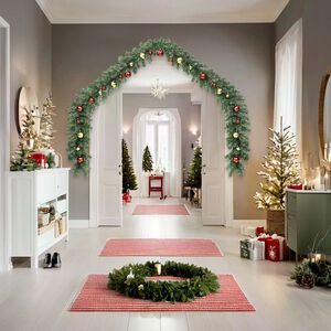 vidaXL Коледен гирлянд, декориран с топки и LED лампички, 10 м