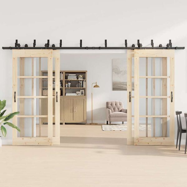 vidaXL Комплект механизъм за плъзгаща врата, 400 см, стомана, черен