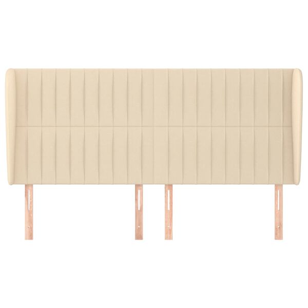 vidaXL Горна табла за легло с уши, кремава, 183x23x118/128 см, плат