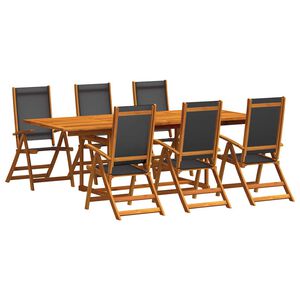 vidaXL Градински трапезен комплект, 7 части, акация масив и textilene