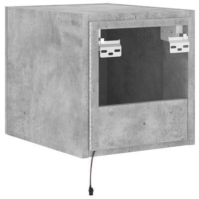 vidaXL Стенен ТВ шкаф с LED осветление, бетонно сив, 30,5x35x30 см
