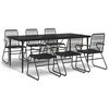 vidaXL Градински трапезен комплект от 7 части, черно, PVC ратан