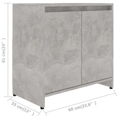 vidaXL Шкаф за баня, бетонно сив, 60x33x61 см, ПДЧ