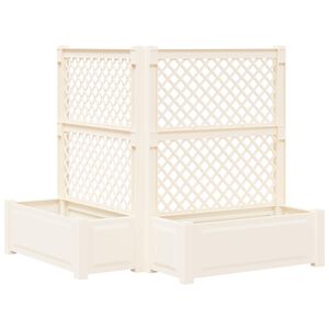 vidaXL Голяма саксия с решетка 2 pcs Бяло 143 x 143 x 133,5 см ПП