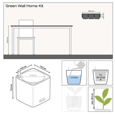 LECHUZA Плантери Green Wall Home Kit, 3 бр, бели