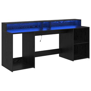 vidaXL Бюро с чекмедже Черен дъб 200 x 55 x 91 см Инженерна дървесина