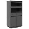 vidaXL Висок шкаф, сив, 60x40x116,5 см, борово дърво масив