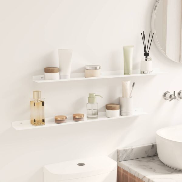 vidaXL Плаващ рафт 2 pcs Бял 80 x 9 x 2,5 см Стомана