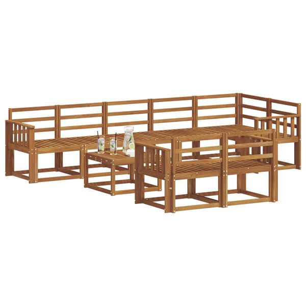 vidaXL Комплект дивани за открито 9 pcs Естествен