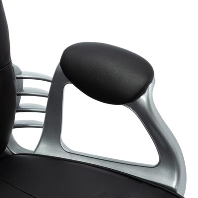 vidaXL Въртящ офис стол, черен, изкуствена кожа