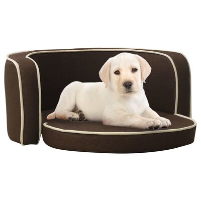 vidaXL Сгъваем кучешки диван кафяв 76x71x30 см лен перима възглавница