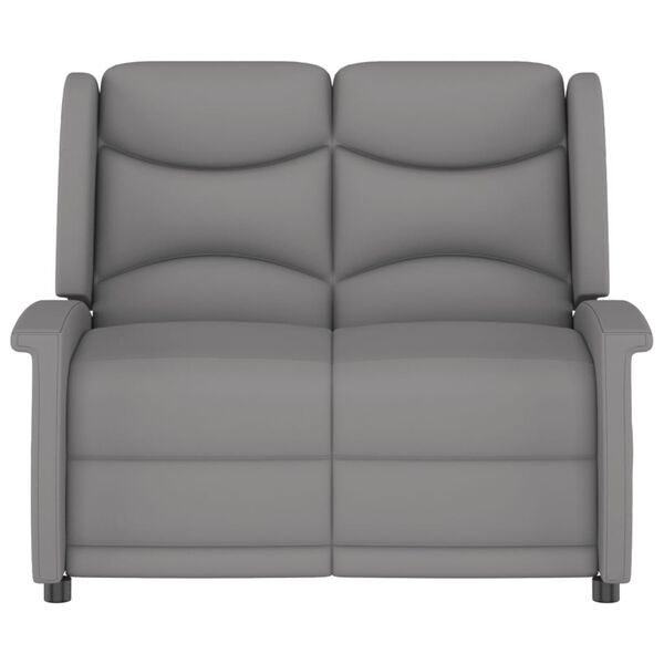 vidaXL 2-местен масажен реклайнер, светлосив, микрофибърна тъкан
