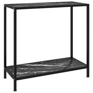 vidaXL Конзолна маса, черна, 80x35x75 cм, закалено стъкло