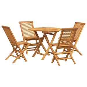 vidaXL Градински трапезен комплект, 5 части, тиково дърво масив