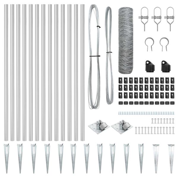vidaXL Стълб за ограда. Сребрист 25 x 1 м (мрежа 36 мм) Стомана