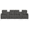 vidaXL 4-местен масажен реклайнер с държачи за чаши, тъмносив, текстил