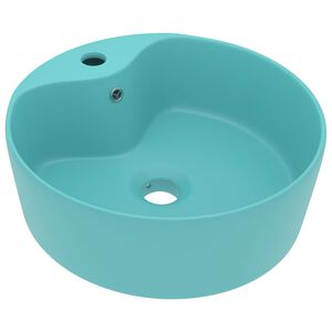 vidaXL Луксозна мивка с преливник светлозелен мат 36x13см керамика