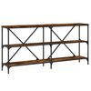 vidaXL Конзолна маса опушен дъб 160x30x75 см инженерно дърво и желязо