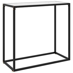 vidaXL Конзолна маса, бяла, 80x35x75 cм, закалено стъкло