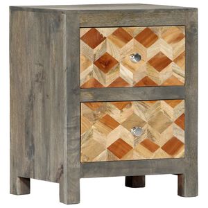 vidaXL Нощно шкафче, сиво, 40x30x50 см, мангово дърво масив