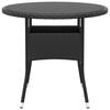 vidaXL Градинска маса, Ø80x75 см, закалено стъкло и полиратан, черна