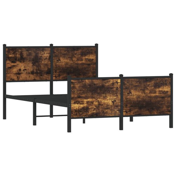 vidaXL Метална рамка за легло, без матрак, опушен дъб, 120x200 см