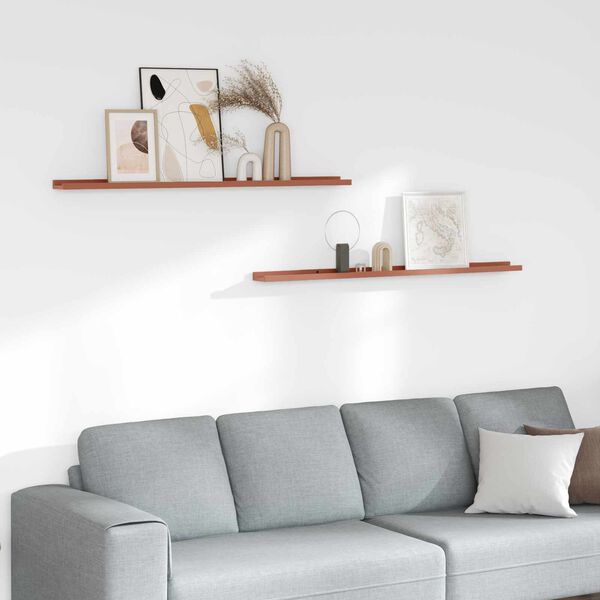 vidaXL Стенен рафт с рафт 2 pcs Червено 115 x 9 x 3 cm Инженерно дърво