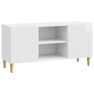 vidaXL ТВ шкаф 102 x 34,5 x 50 см Бял гланц Инженерна дървесина