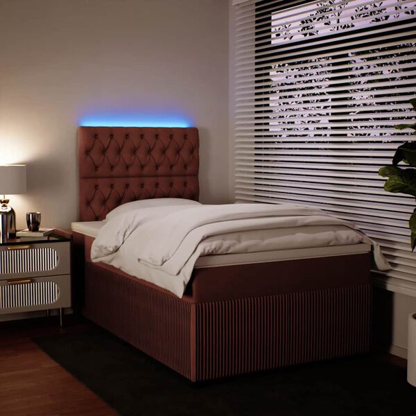 vidaXL Боксспринг легло с матрак, розово, 120x190 см, кадифе