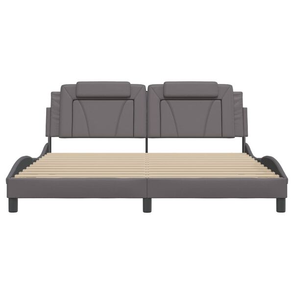 vidaXL Рамка за легло Viana без матрак, сива, 180x200 см, изкуствена кожа