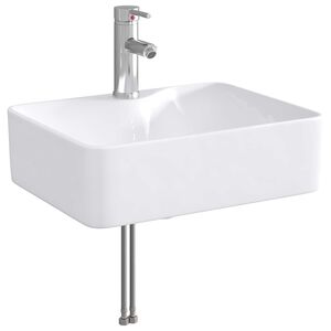 vidaXL Мивка за баня с кран и отвод Хром 48,5 x 37,5 x 13 см Керамика