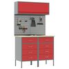 vidaXL Комплект работни шкафове с чекмедже с рафт 5 pcs Червено