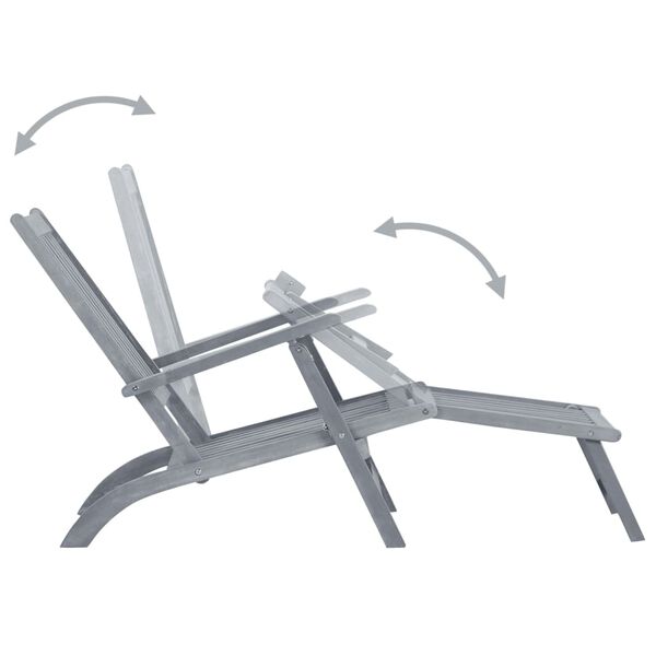 vidaXL Градински шезлонг с подложка за крака и шалте акация масив