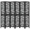 vidaXL Разделител за стая, 6 панела, черен, дърво пауловния масив