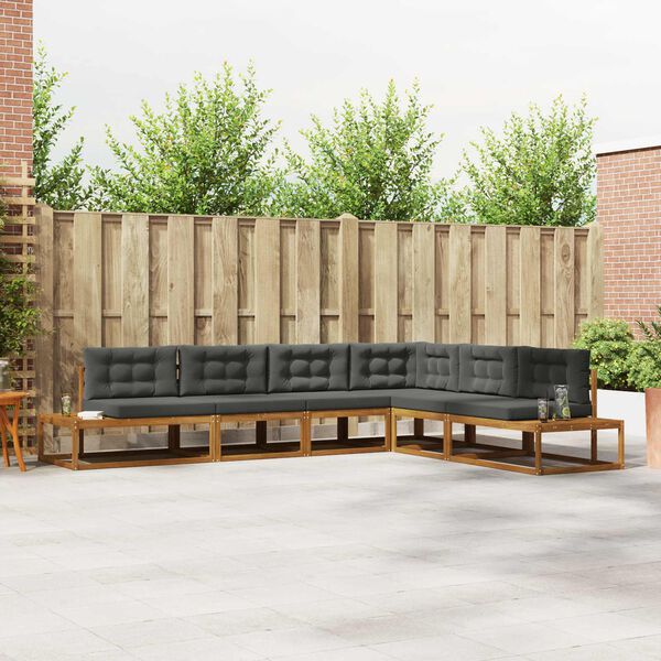 vidaXL Комплект дивани за открито 6 Брой Натурален и Антрацит