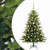 vidaXL Изкуствена коледна елха с топки 150 см 150 LED светодиода