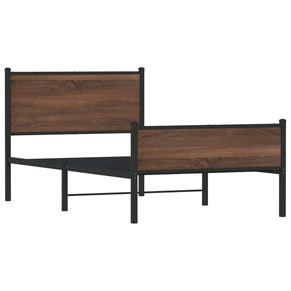 vidaXL Метална рамка за легло, без матрак, кафяв дъб, 107x203 см