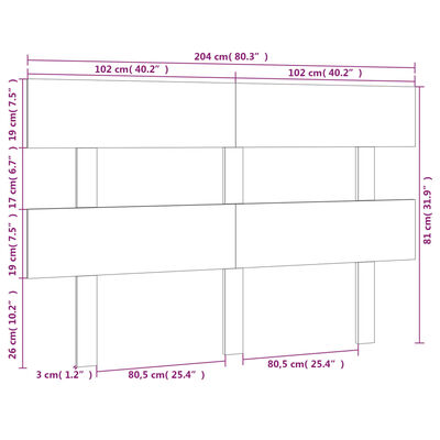 vidaXL Горна табла за легло, сива, 204x3x81 см, бор масив