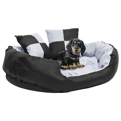 vidaXL Двулицева перяща възглавница за куче сиво и черно 85x70x20 см