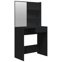 vidaXL Тоалетка с огледало, черна, 74,5x40x141 см