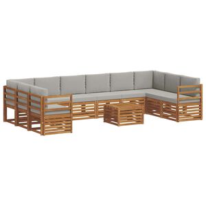 vidaXL Комплект дивани за открито 11 pcs Естествено и светло сиво