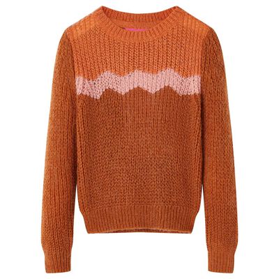 Детски плетен пуловер, коняк, 92