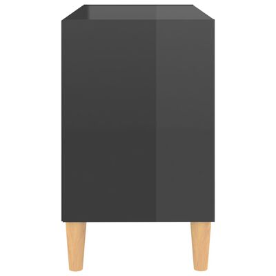 vidaXL ТВ шкаф с крака от дърво масив, сив гланц, 69,5x30x50 см