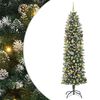 vidaXL Изкуствено Тънко Коледно Дърво Зелен и бял 240 cm