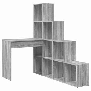 vidaXL Ъглово бюро с рафт Сив Сонома 101,5 x 149,5 x 149,5 см