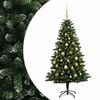 vidaXL Изкуствена коледна елха с топки 150 см 150 LED светодиода