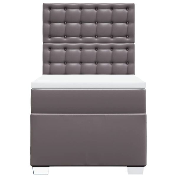 vidaXL Боксспринг легло с матрак, сиво,90x200 см, изкуствена кожа