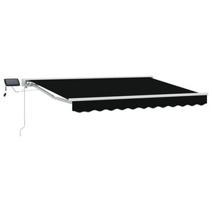 vidaXL Ръчна рамка за сенник с LEDs Черен и бял 3 x 2,5 m